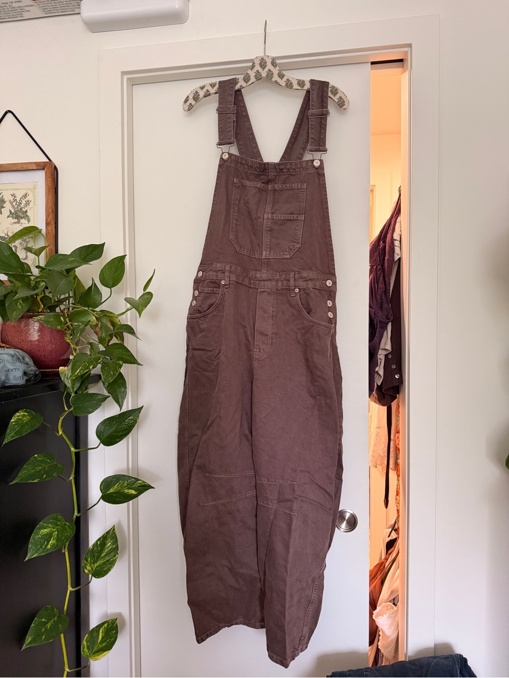 Brown Good Luck Barrel Overalls
